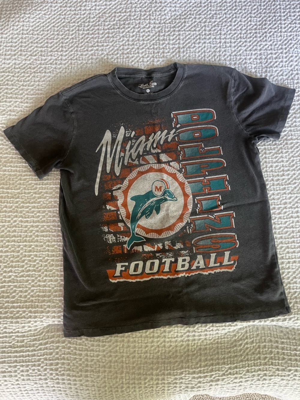 Miami Dolphins Women’s Junk Food Clothing Tee In Vintage Grey Sz Small